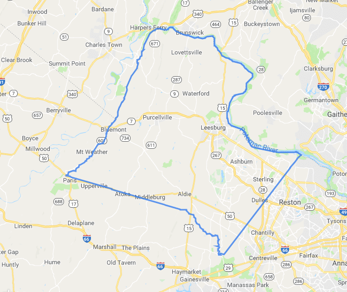 Map of Loudoun County Virginia